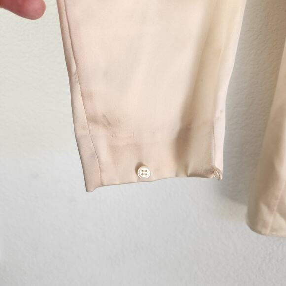 Vintage Ralph Lauren Silk Blouse in Cream Size 6 Long Sleeve Button Down - Picture 9 of 9